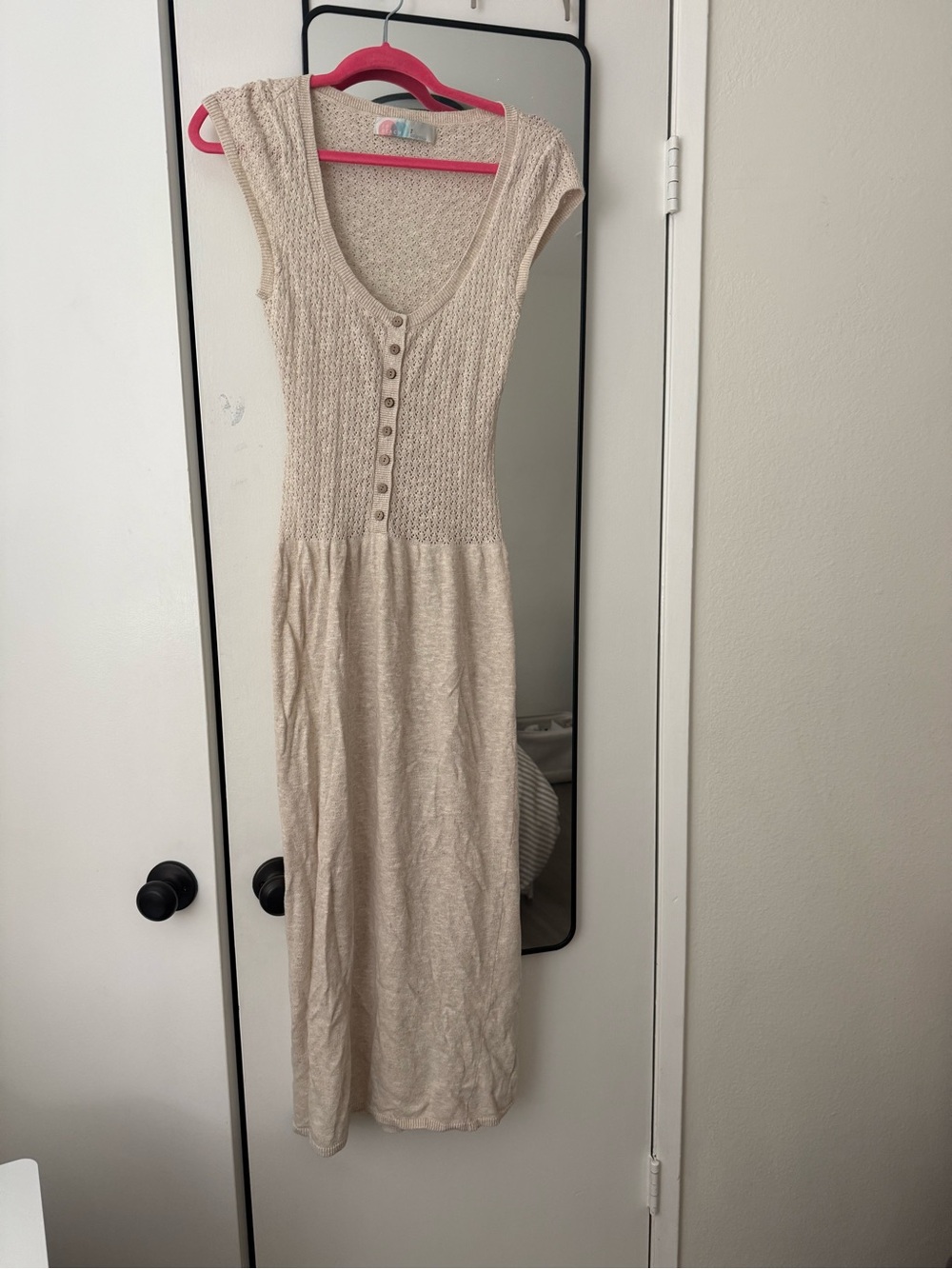Free People Beige Button-Front Sleeveless Maxi Dress